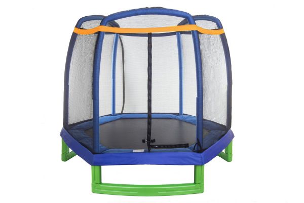 Hexagonal spring trampoline with protective net ATLAS SPORT 7ft Basic