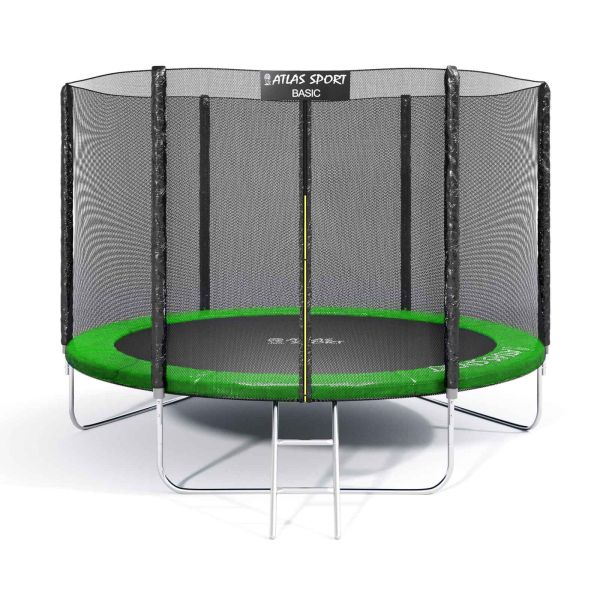 Atlas Sport trampoline 312 cm - 10ft BASIC (3 legs) with external mesh and GREEN ladder