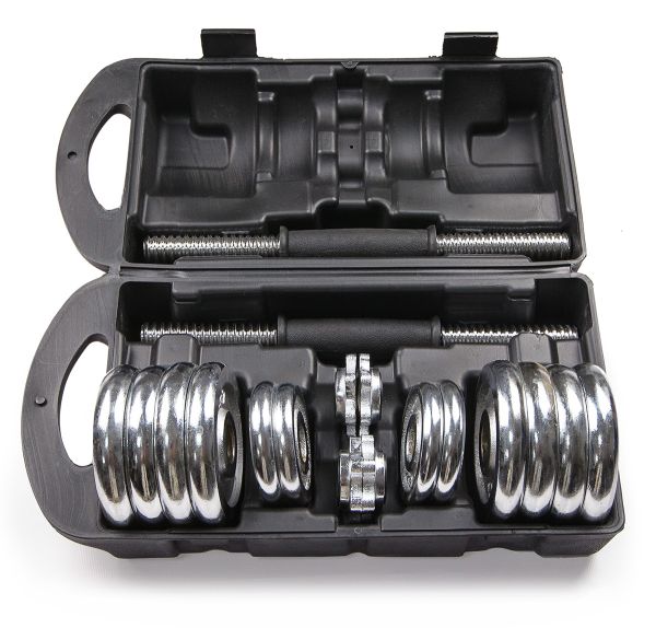 Set of chrome AMETIST dumbbells in a suitcase 15 kg